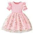 thumbnail image 2 of GBSYEWXS Girls Dress Crew Neck Flower Print Comfortable Pink Size 1-2 Years, 2 of 9