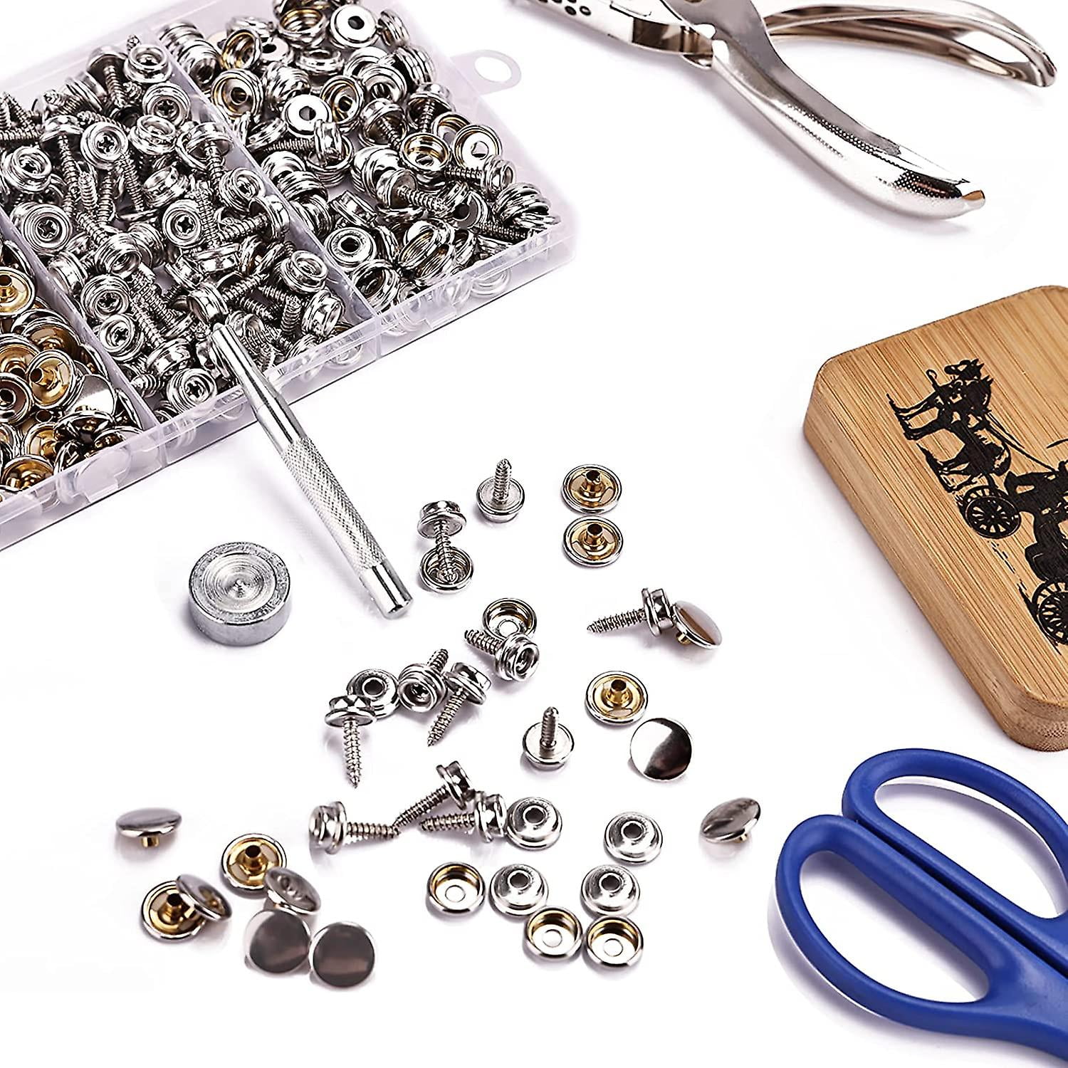 150 PCS Canvas Snap Kit Tool Metal Screws Snaps 3/8" Socket Steel Boat Canvas Sn