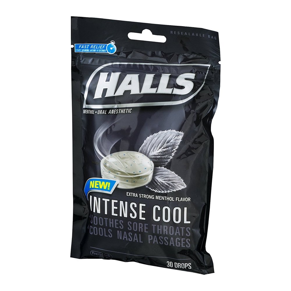 12 Pack Halls Menthol Oral Anesthetic Drops Intense Cool 30 Drops Ea