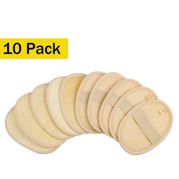 Mcvcoyh 10 Pack Exfoliating Loofah Sponge Pads - Natural Luffa & Terry Cloth, Body Scrubbers for Shower & Bath Mooerca