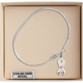 thumbnail image 3 of 6 1/4 inch Oval Eye Hook Bangle Bracelet w/ Cancer Awareness medal charm w/ Rose Swarovski Crystal, 3 of 3