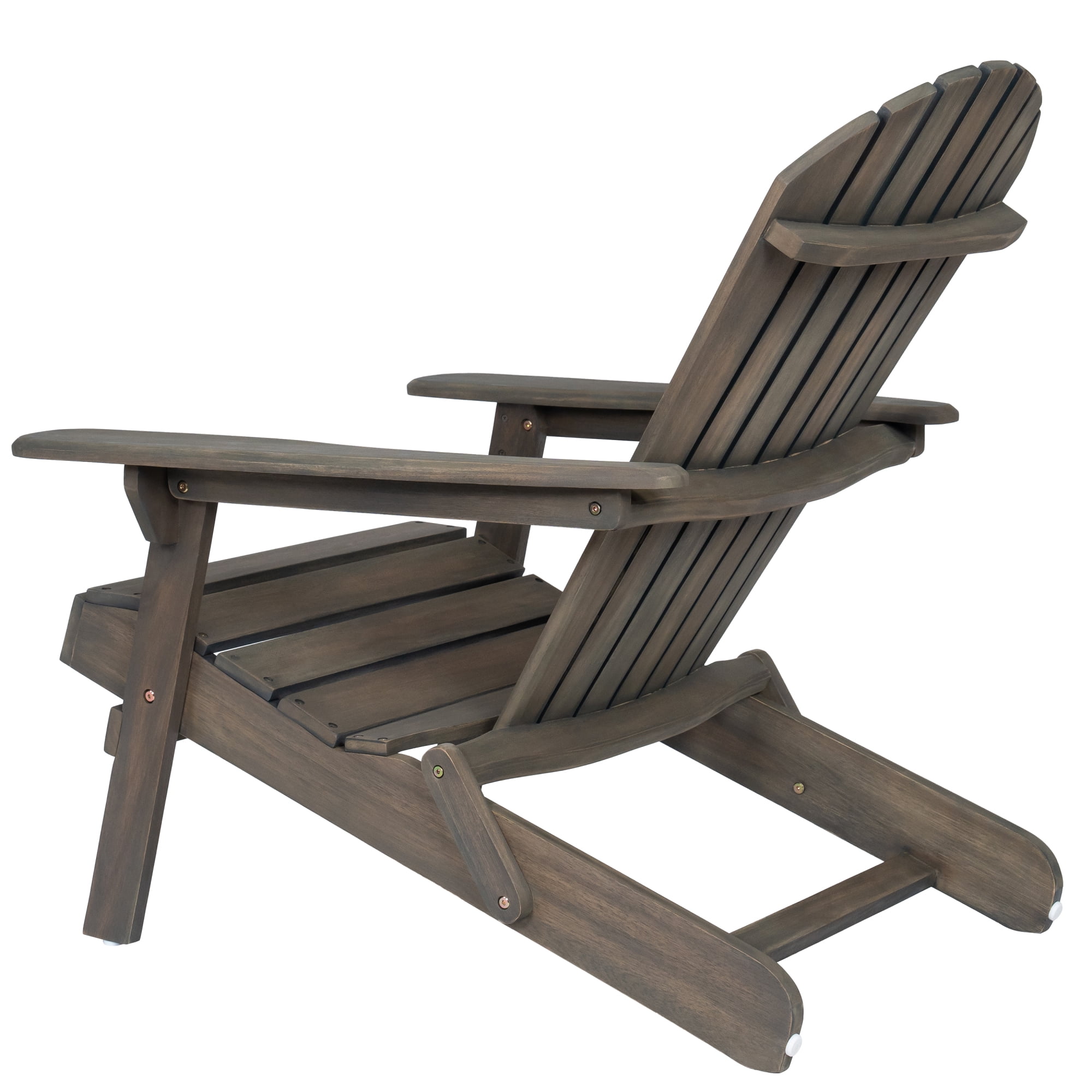 Jopath Folding Adirondack Chair with Slatted Back and Wide Armrests Outdoor Wooden Accent Furniture Lounge Chairs for Patio Garden Gray