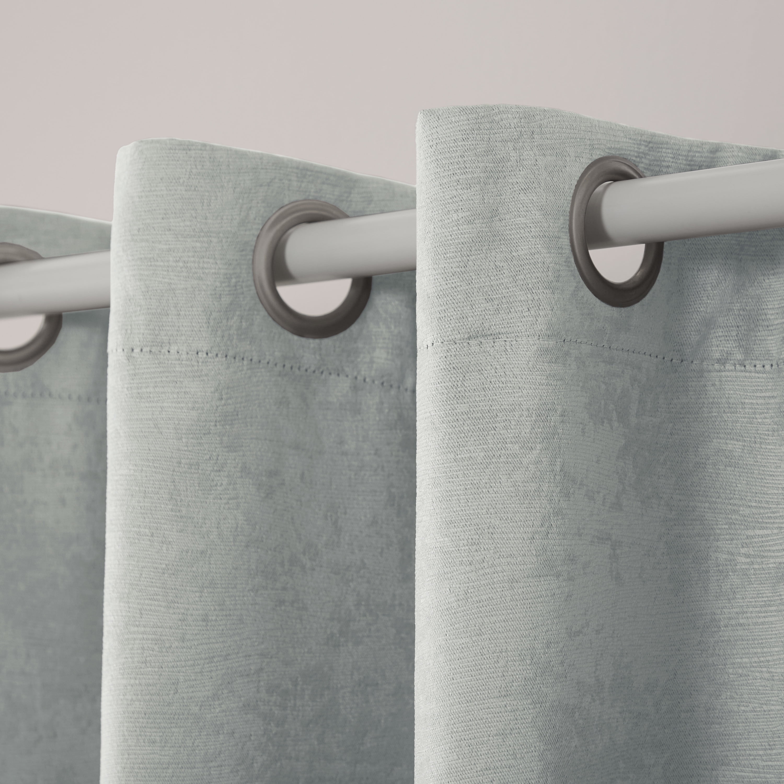 TOWN & COUNTRY EVERYDAY Lustre Solid Heavyweight Textured Sateen Indoor Curtains, Room Darkening Opacity, Grommet Top, Energy Efficient, 2-Pack Set, 52"x63", Silver