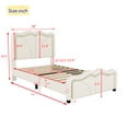 thumbnail image 3 of Noble House Sheila Twin Upholstered Platform Bed, Curve Shaped Height-Adjustable LED Headboard, PU Leather, White, 3 of 6