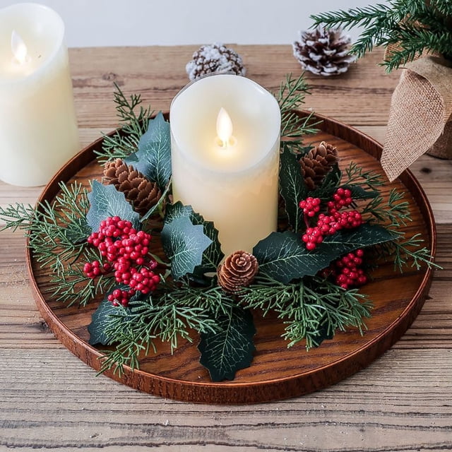asddcavvf Christmas Tree Decoration Candle Aromatherapy Candlestick Wreath Ring Home Tabletop Table Layout Non Christmas Winter Wreaths Christmas Wreaths for Decorating Wreath Hanger for Front Door un