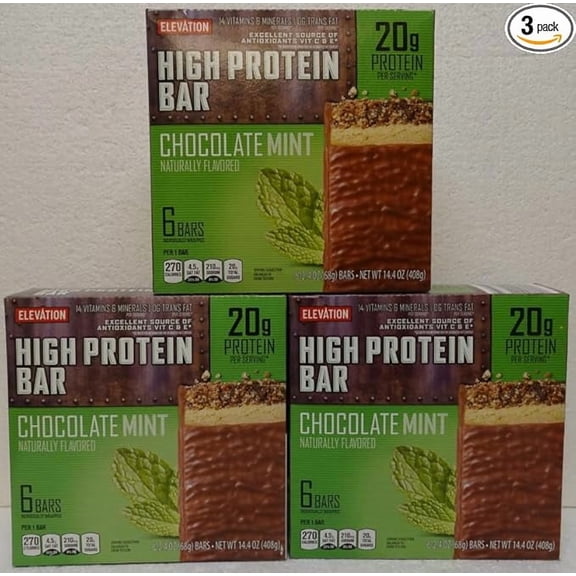 Elevation High Bar Chocolate Mint 14.4oz 408g (3 Boxes)