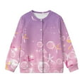 thumbnail image 4 of COEQINE Girls Long Sleeve Cardigan with Cute Print, Lightweight Polyester Crewneck Button Front Cover Up, Soft Fall Top for School and Casual Wear, Ages 7-8, Starfish Bubble Purple, 4 of 7
