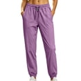 thumbnail image 2 of WIZUTIZ Women's Tapered Jogger Pants Elastic Waist Drawstring Side Pockets Athletic Sweatpants Workout Running Hiking Soft Stretchy Comfy Everyday, 2 of 6