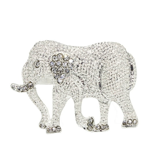 Gorgeous Crystal Elephant Napkin Rings - Set of 4 (Elephant-Silver)