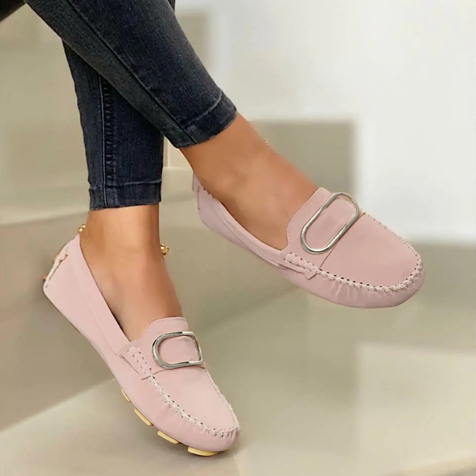 Women Loafers Flat Shoes Casual Round Toe Board Soft Running Gym Slip-on Sneakers Leather 2018 