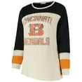 thumbnail image 2 of Women's '47 Cream/Black Cincinnati Bengals Plus Size Double Header Curve Toni Long Sleeve T-Shirt, 2 of 3