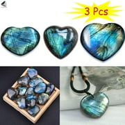 SIXTY SHADES OF GREY Sixtyshades Natural Rainbow Labradorite Heart Quartz Crystal Healing Palm Stone Reiki Moonstone (3 Size)