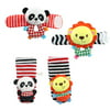 4PCS Soft Plush Animal Wrists Rattle and Foot Finder Socks Set Best Gift Early Educational Development Toy for Infant Baby Boys and Girls (Lion and Panda)