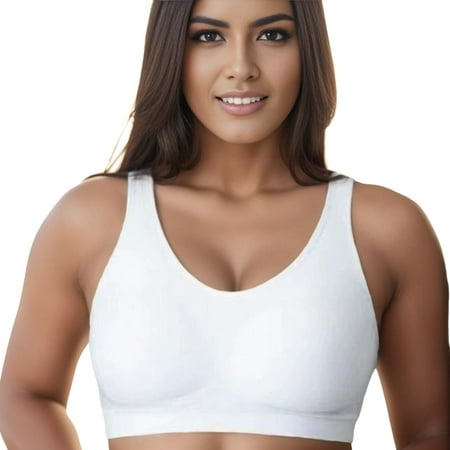 nsendm Female Underwear Adult Bra for Women Pack Women'sCompression  Wirefree High Support Bra for Women Small To Plus Size Everyday Sports  Bra(White