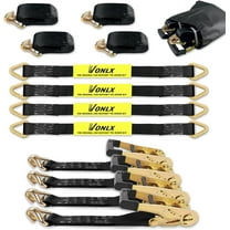 Vonlx 4-Pack Heavy Duty Car Trailer Tie Down Ratchet Straps, 2" x 8', 10,000lbs Break Strength, Black