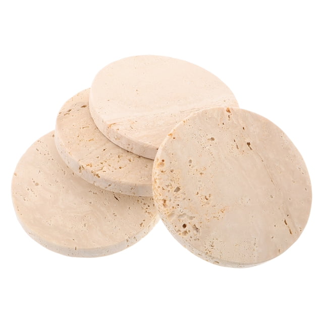 WASHWEPE 4Ud Posavasos De Piedra Beige Para Con Superficie Antideslizante Y Resistente