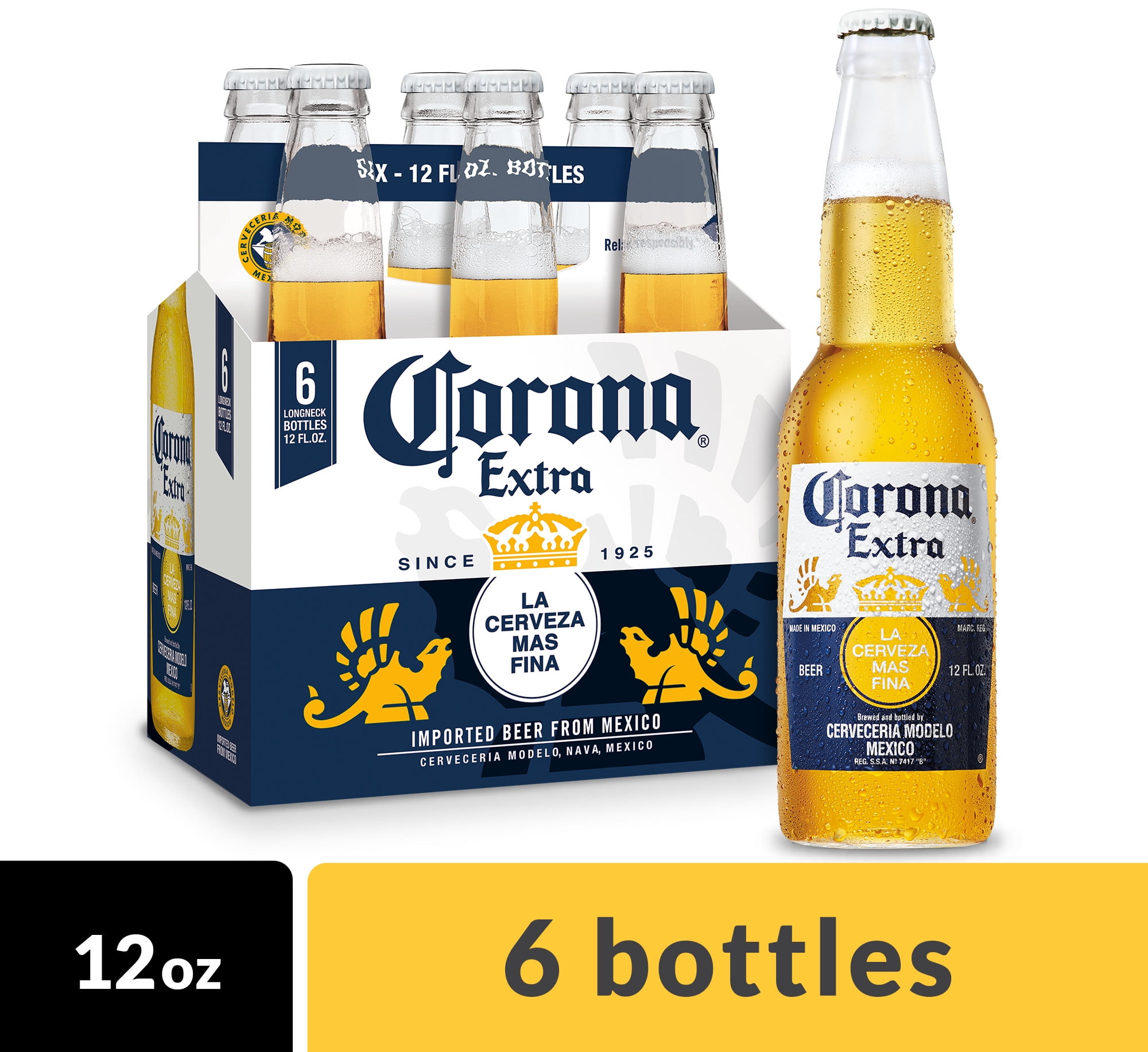 Corona Extra Mexican Lager Beer, 6 pk 12 fl oz Bottles, 4 ...