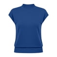thumbnail image 5 of QUNYINEY Women's T Shirts Cotton Short Sleeve Summer Mock Neck Tops Casual Slim Fit Solid Pullover Shirts, 5 of 5