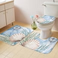 thumbnail image 4 of Orange Shell Bathroom Rugs Set Watercolor Retro Shells Compass Green Seagrass Non Slip Absorbent Soft Bath Mats 3 Piece Set with Bathroom Rug, U-Shaped Floor Mat, Toilet Seat Cover Large Size, 4 of 9