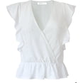 thumbnail image 1 of BCBG Womens Eyelet Embroidered Knit Blouse, White, Large, 1 of 1