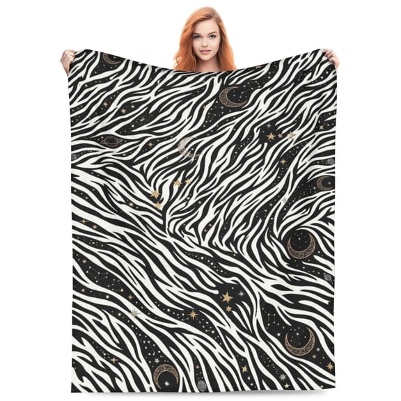 Zebra Print Blanket Soft Flannel Throw Blanket for Couch Bed Home Decor 50"x40"