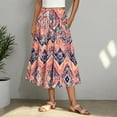 thumbnail image 4 of ClodeEU Women's Boho Maxi Skirt,Lightweight Summer Elastic Waist Flowy Long Tiered Plus Size Skirt Orange,Womens Plus M, 4 of 5