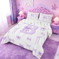 thumbnail image 2 of meiyoeat Coquette Bow Initial B Full Size Comforter Sets,Purple Watercolor Monogram Art Bedding Comforter Set For Girl,Reversible,3-Piece,1 Comforter and 2 Pillowcases, 2 of 7