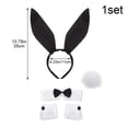 thumbnail image 4 of Vjnyvs 5-Piece Bunny Ears Headband Set,Bow Tie Collar, Cuffs & Tail Kit, Black, 1 Set, 4 of 7