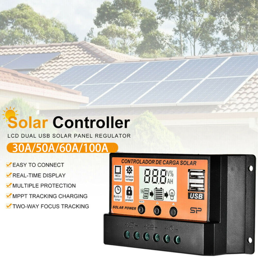 12/24V 30/50/70A Solar Charge Controller Panel Battery Regulator Dual USB F 