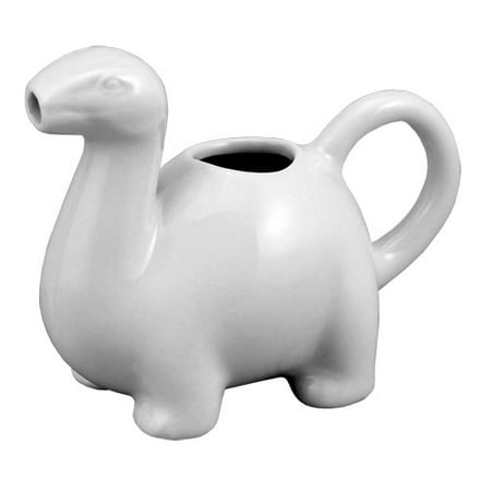Mini Open Sugar Bowl - HIC Mini Dinosaur Creamer Coffee Tea Milk Syrup Dressing Server with Handle, Fine White Porcelain, 2-Ounces