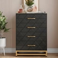 thumbnail image 1 of Commode à Tiroirs en Bois avec Base Dorée et Poignées en Métal, Coffre pour Rangement de Chambre, Polyvalente pour Garde-Robe, Chambre de Bébé, Salon, 1 of 7