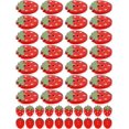 thumbnail image 1 of 50 botones de madera de fresa roja con 2 agujeros, 23 x 18 x 3,5 mm, color rojo ladrillo. Botones decorativos para costura, ideales para frutas y alimentos. Orificio de 1,8 mm., 1 of 4