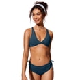 thumbnail image 3 of Top de Bikini CRZ YOGA con Nudo Frontal y Escote en V Azul Mediano, 3 of 5