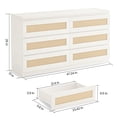 thumbnail image 2 of EcoSummer Rattan Dresser with 6 Drawers, Modern Double Dresser with Metal Gliding Slides, Wooden Storage Chest for Bedroom, Living Room, Closet, Hallway, White, 2 of 8