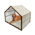 thumbnail image 1 of Stars Pet House, Bullseye Style Arrangement of Geometric 5 Pointed Shapes Doodle Stars, Outdoor & Indoor Portable Dog Kennel with Pillow and Cover, 5 Sizes, Beige and Pale Green, by Ambesonne, 1 of 4