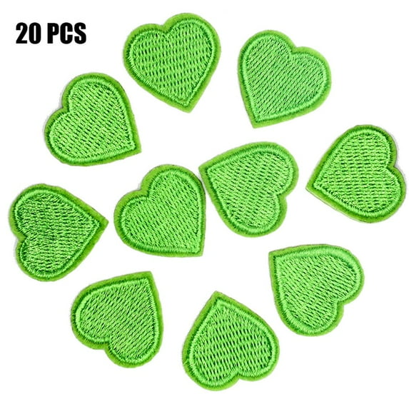Embroidered Iron On Love Heart DIY Badge Appliques Patches Clothes Sticker GREEN