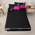 thumbnail image 4 of Erosebridal Abstract Block Stripes Zipper Twin Comforter Sets with Fitted Sheet and 2 Pillowcases,Watercolor Graffiti Zipper Bedding Set,Hot Pink Gray Black,Black Reversible, 4 of 6