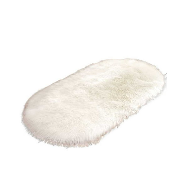 Yuarrent Alfombra gruesa y cómoda para interior, ovalada, ligera, para cabecera, para sala de estar, dormitorio, para el hogar, decoración de Decoración del hogar Blanco 60*120cm