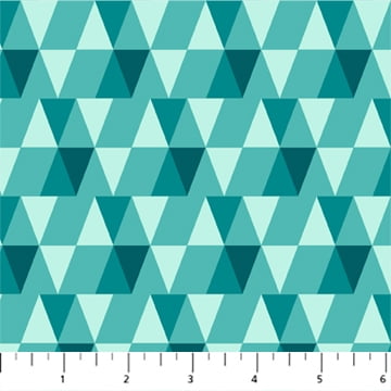 Teal modern triangles quilt cotton - FIGO Fabrics Peppermint QTR YD