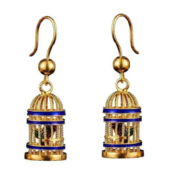 HOOUN Brass with 18K Gold Plated Birdcage Earrings Tassel Dangle Drop Jewelry Gift.