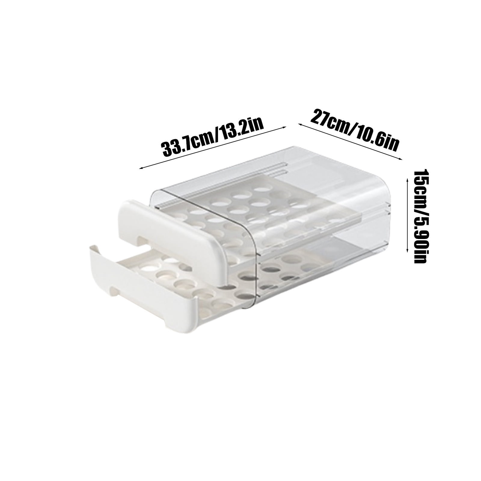 Tgbvmt Refrigerator Egg Storage Box 13.20In Double Layer Pull Out Drawer Transparent Visible Anti Roll Bottom Vented Fresh Keeping for Fridge Kitchen Cabinet Party Favors Decor Egg Storage Organizer