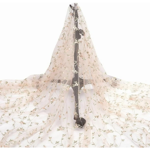 Tela de organza con flores bordadas de 3 yardas, 51 pulgadas de ancho, tul bordado, encaje de malla.