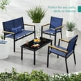 thumbnail image 4 of Best Choice Products 4-Piece Outdoor Textilene Patio Conversation Furniture Set w/ Loveseat, Table - Black/Navy, 4 of 9