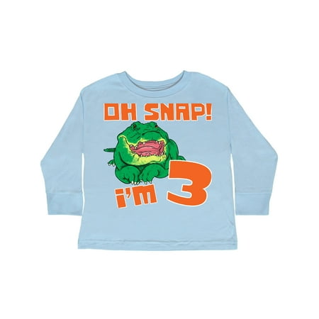

Inktastic Oh Snap! I m 3 Cute Green Alligator Gift Toddler Boy or Toddler Girl Long Sleeve T-Shirt