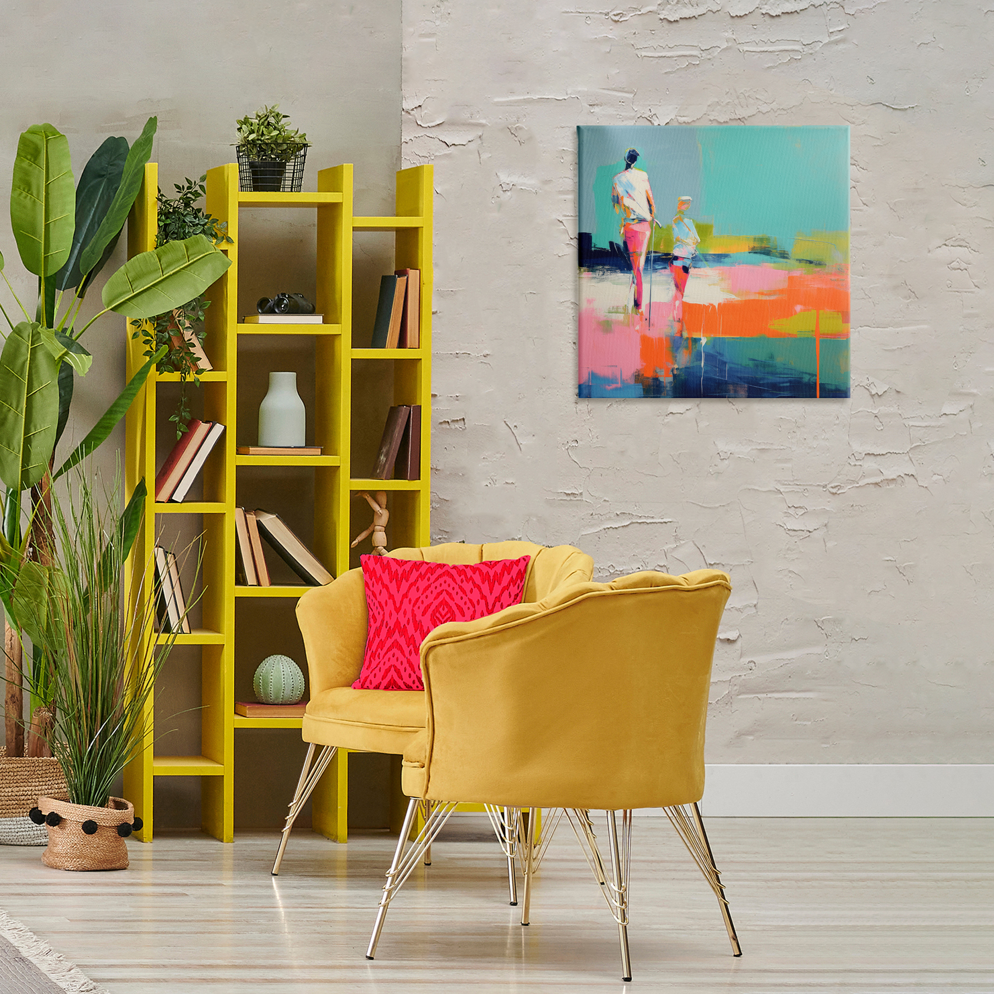 Stupell Industries People Golfing Abstraction Abstract Painting Wrapped Canvas Art Print Wall Art, 24 x 24