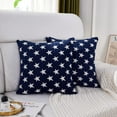 thumbnail image 3 of Set of 2 Soft Chenille Decorative Patriotic Throw Pillow Cover Case Geometric Stars July 4th Accent Square Cushion Cover Case Sham for Couch Sofa Bed Car 18 x 18 Inch 45x45cm (Blue), 3 of 8