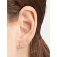 thumbnail image 3 of Forever Facets Women's Initial Letter "A" CZ Earrings in Sterling Silver, 3 of 5