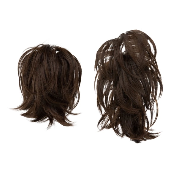 Wig Natural Hair & Extensions Messy Bun Hair Piece with Bendable Metal Wire 8 Inch Clip For Women Straight Hair Bun & Ponytail Extension Human Hair Clip In Ponytail Ext