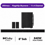 ULTIMEA 7.1.4ch Sound Bar with Dolby Atmos, Surround Sound System for TV with 2 Surround Speakers, Sound Bar for Smart TV, Soundbar with Subwoofer for Home Theater, BT 5.4, HDMI eARC, Skywave Series