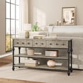 thumbnail image 4 of 52" Console Table, Entryway Console Sofa Table, Behind Couch Table, Entryway Table with 3 Drawers, 3 Tier Sofa Table, Open Shelf Behind Couch Table for Hallway, Living Room, Metal Roman Column, 4 of 9